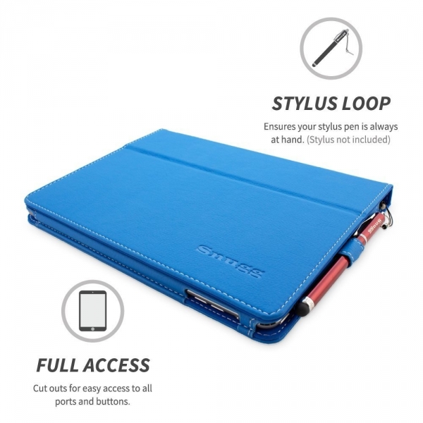 Snugg Apple iPad Air Deri Klf (9.7 in)-Electric Blue