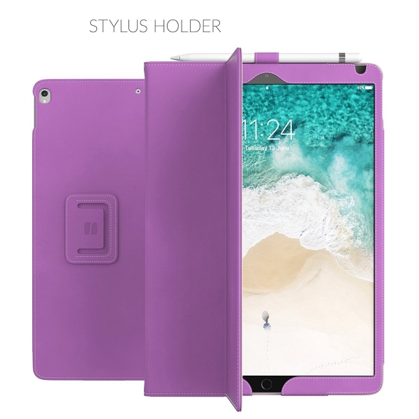 Snugg Apple iPad Pro Nubuck Stand Klf (12.9 in)-Purple