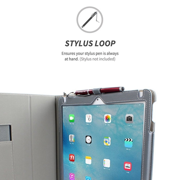 Snugg Apple iPad Pro Nubuck Stand Klf (12.9 in)-Grey
