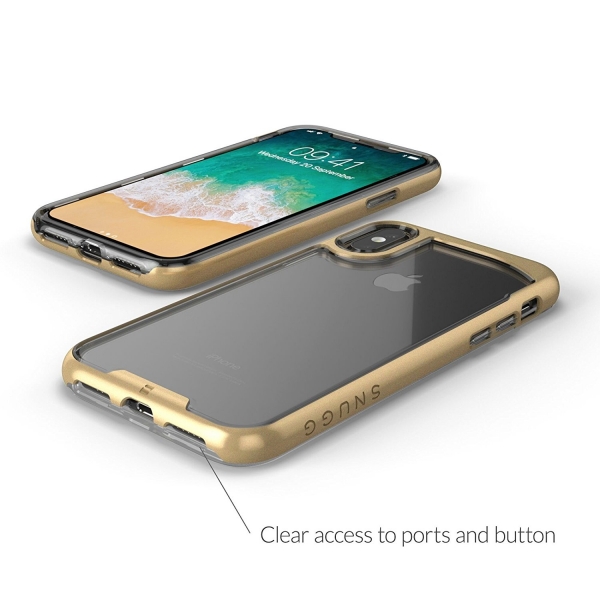 Snugg Apple iPhone X Vision Serisi Bumper Klf-GOLD