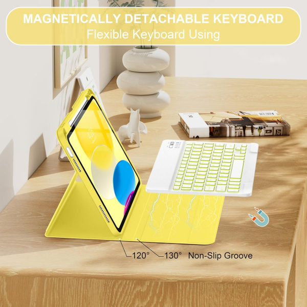 Soke Apple iPad 11.Nesil Klavyeli Klf (11 in)-Yellow