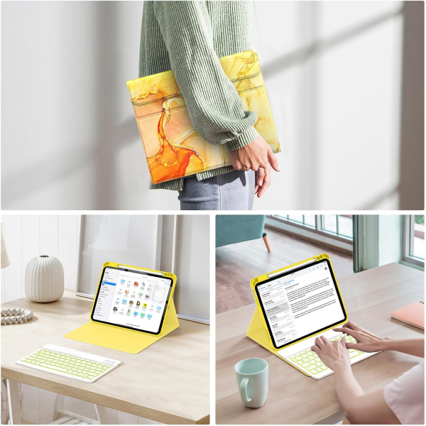 Soke Apple iPad 11.Nesil Klavyeli Klf (11 in)-Yellow