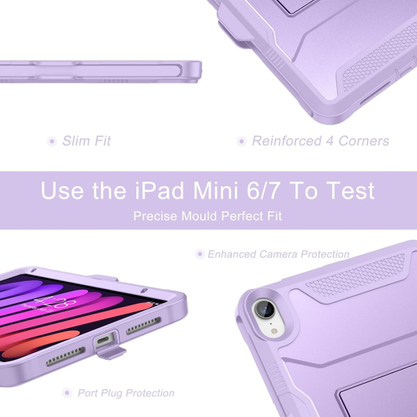 Soke Apple iPad Mini 6/7 Tam Korumal Klf -Violet