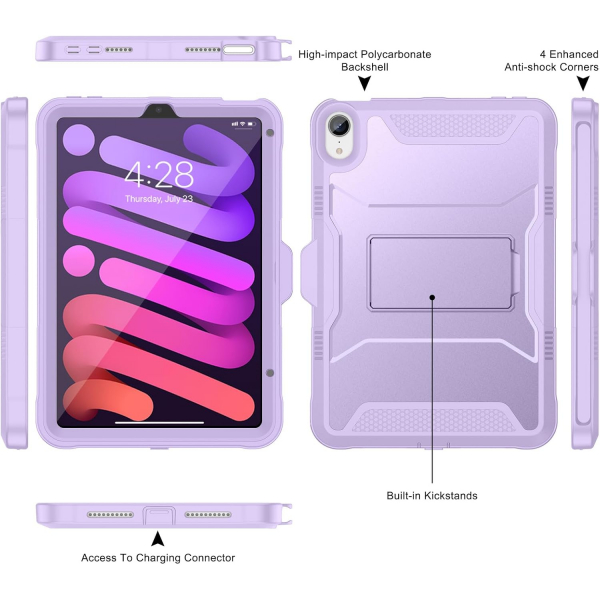 Soke Apple iPad Mini 6/7 Tam Korumal Klf -Violet