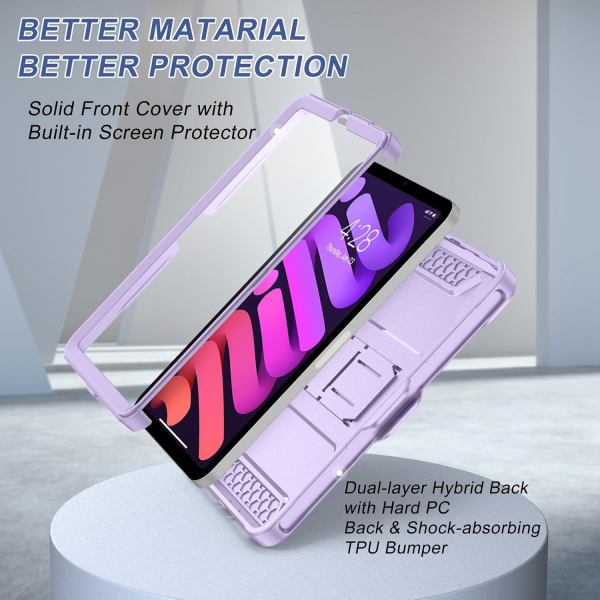 Soke Apple iPad Mini 6/7 Tam Korumal Klf -Violet
