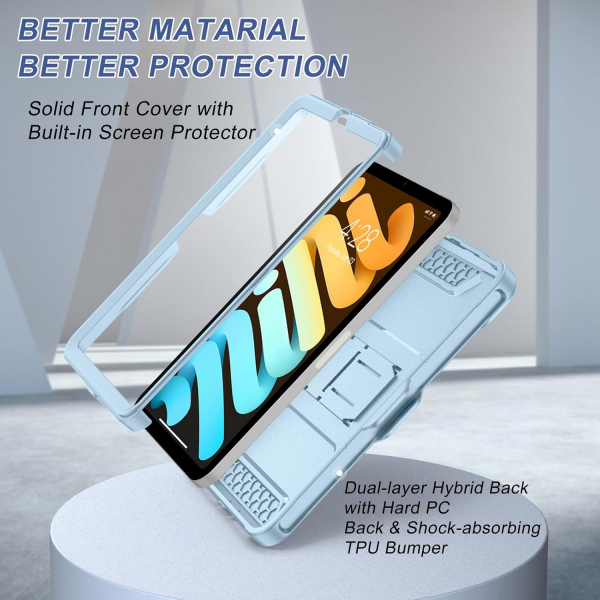 Soke Apple iPad Mini 6/7 Tam Korumal Klf -Sky Blue