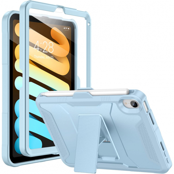 Soke Apple iPad Mini 6/7 Tam Korumal Klf -Sky Blue