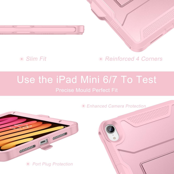 Soke Apple iPad Mini 6/7 Tam Korumal Klf -Light Pink