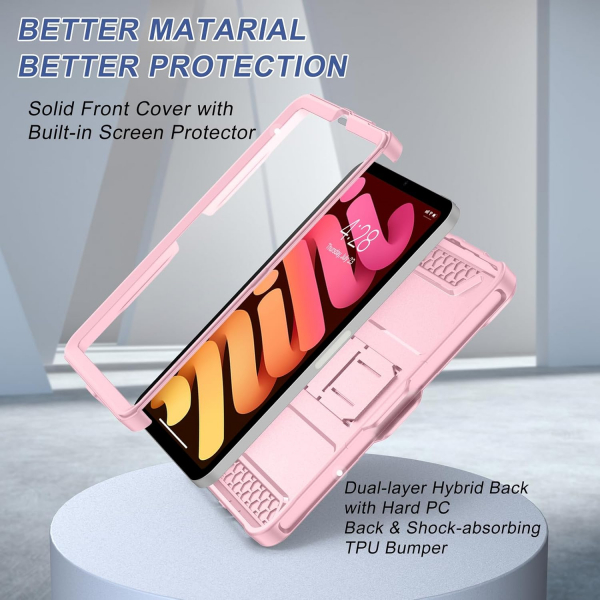 Soke Apple iPad Mini 6/7 Tam Korumal Klf -Light Pink