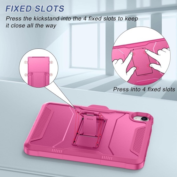 Soke Apple iPad Mini 6/7 Tam Korumal Klf -Hot Pink