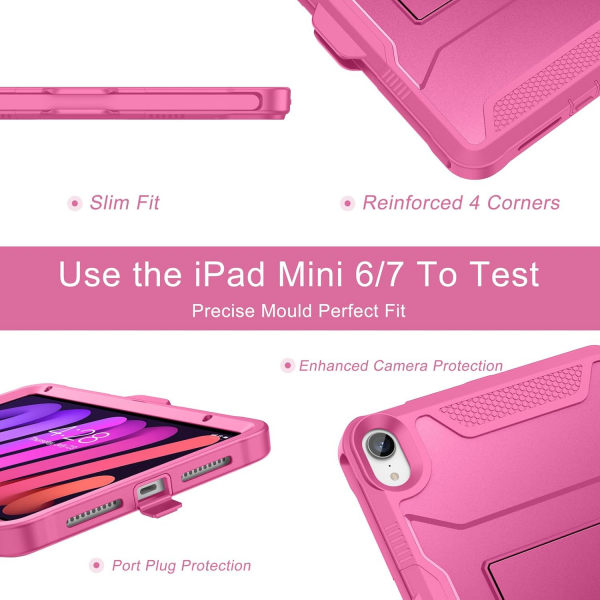 Soke Apple iPad Mini 6/7 Tam Korumal Klf -Hot Pink