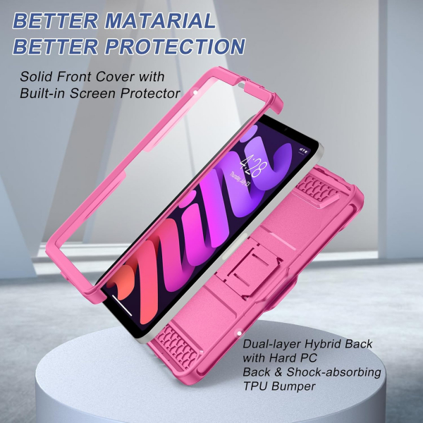 Soke Apple iPad Mini 6/7 Tam Korumal Klf -Hot Pink