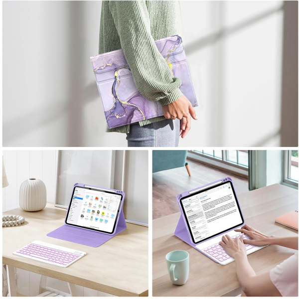 Soke Apple iPad 10/11.Nesil Klf (10.9/11 in)-Lilac Marble 