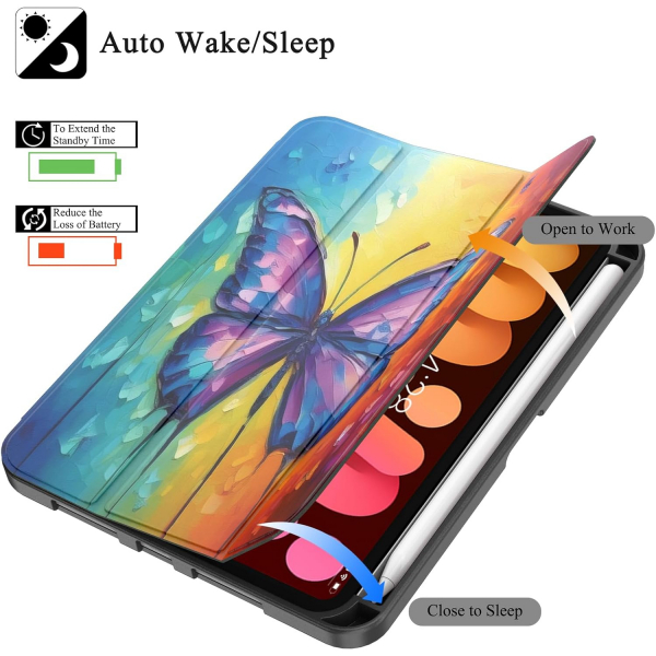 Soke Apple iPad Mini 6/7 Uyumlu Standl Klf -Rainbow