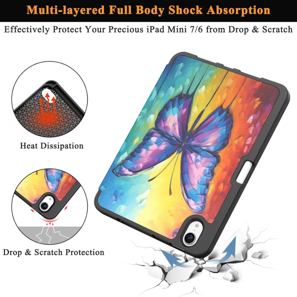 Soke Apple iPad Mini 6/7 Uyumlu Standl Klf -Rainbow