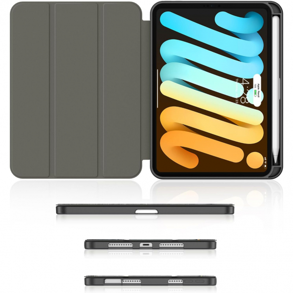 Soke Apple iPad Mini 6/7 Uyumlu Standl Klf -Black Marble 