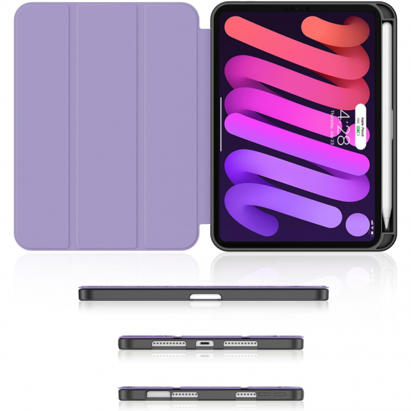 Soke Apple iPad Mini 6/7 Uyumlu Standl Klf -Purple Marble 