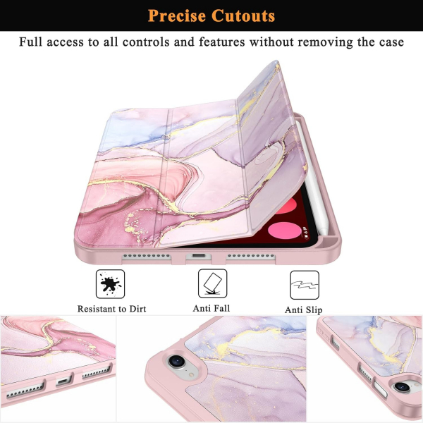 Soke Apple iPad Mini 6/7 Uyumlu Standl Klf -Dreamy Marble 