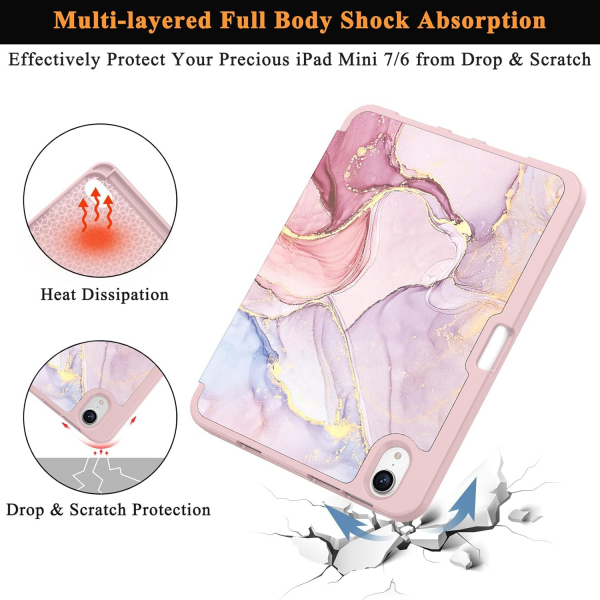 Soke Apple iPad Mini 6/7 Uyumlu Standl Klf -Dreamy Marble 