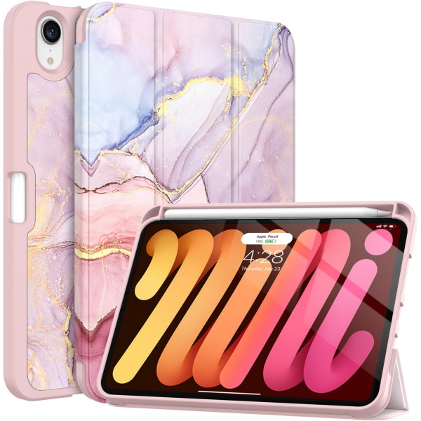 Soke Apple iPad Mini 6/7 Uyumlu Standl Klf -Dreamy Marble 