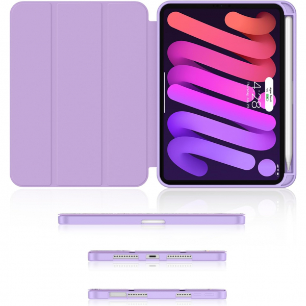 Soke Apple iPad Mini 6/7 Uyumlu Standl Klf -Lilac Marble 