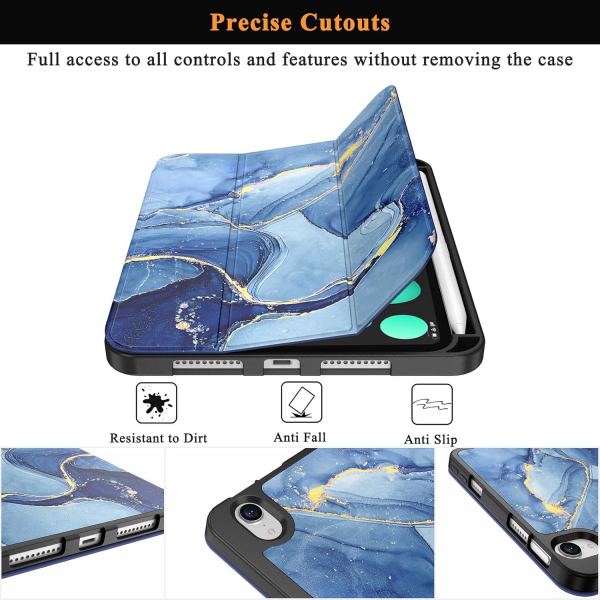 Soke Apple iPad Mini 6/7 Uyumlu Standl Klf -Ocean Marble 