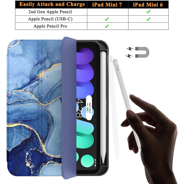 Soke Apple iPad Mini 6/7 Uyumlu Standl Klf -Ocean Marble 