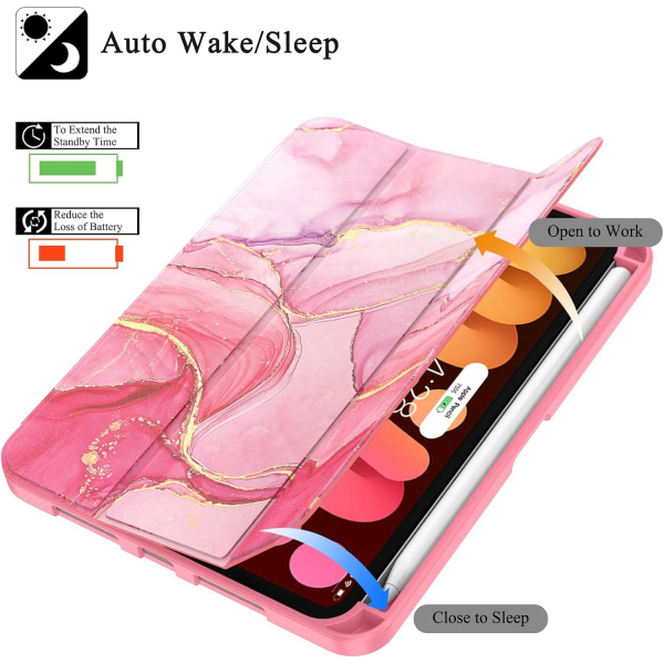 Soke Apple iPad Mini 6/7 Uyumlu Standl Klf -Watermelon Marble 
