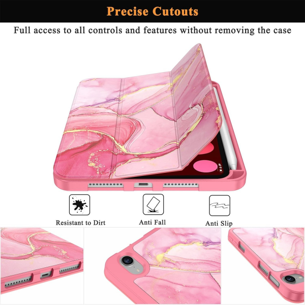 Soke Apple iPad Mini 6/7 Uyumlu Standl Klf -Watermelon Marble 