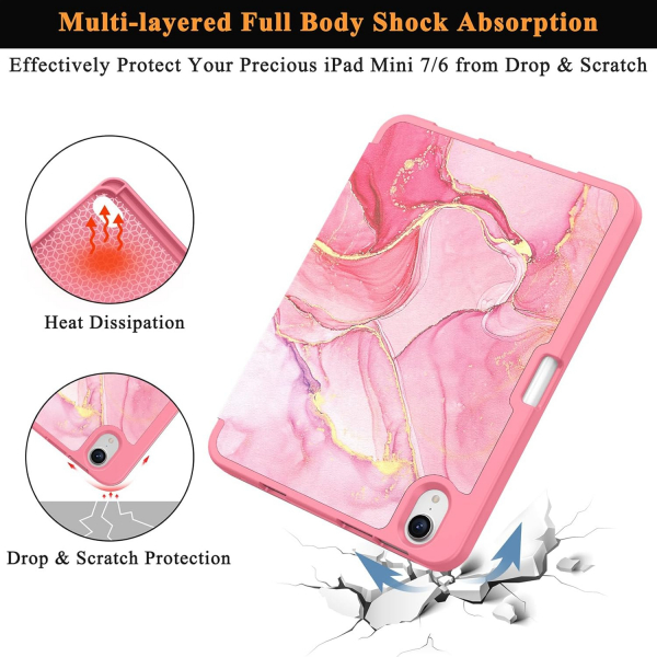 Soke Apple iPad Mini 6/7 Uyumlu Standl Klf -Watermelon Marble 