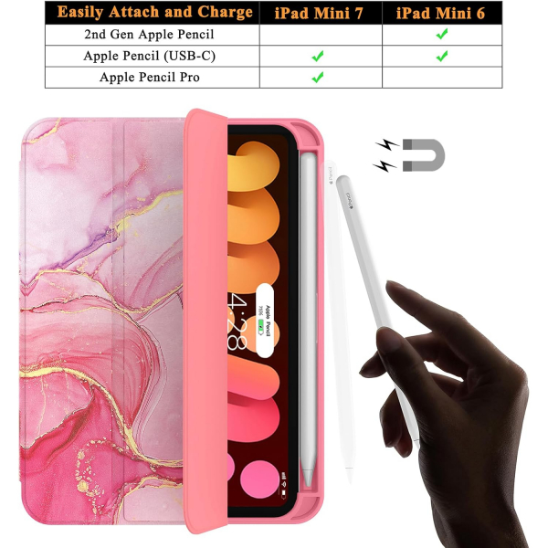 Soke Apple iPad Mini 6/7 Uyumlu Standl Klf -Watermelon Marble 