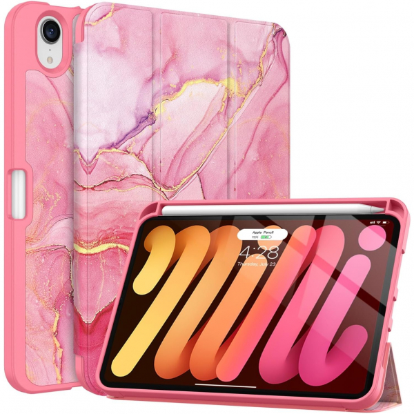 Soke Apple iPad Mini 6/7 Uyumlu Standl Klf -Watermelon Marble 