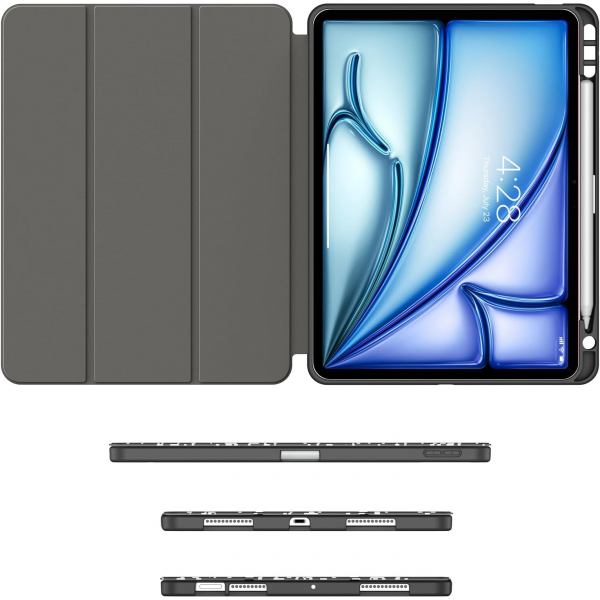 Soke Kalem Blmeli iPad Air Klf (11 in)-Black