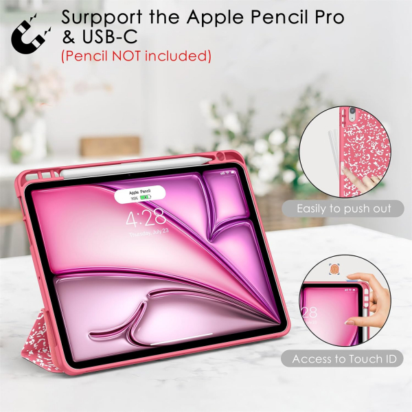 Soke Kalem Blmeli iPad Air Klf (11 in)-Watermelon