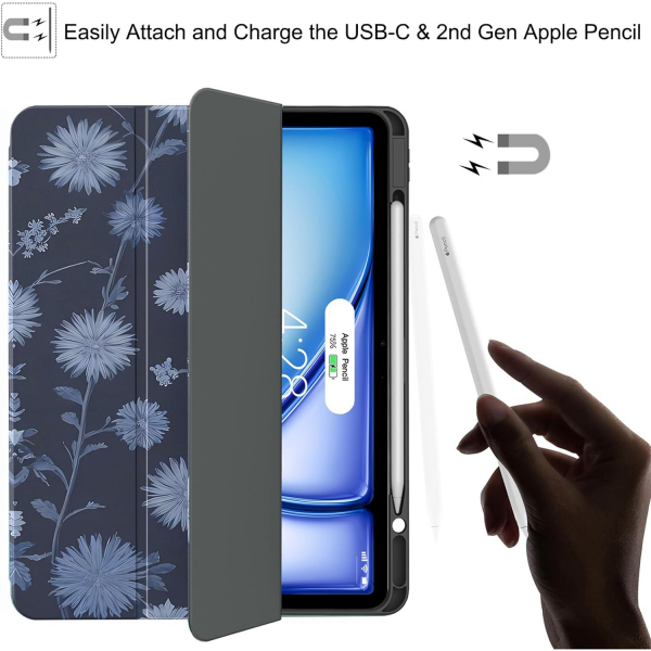 Soke Kalem Blmeli iPad Air M2 Klf (13 in)-Bule Daisy