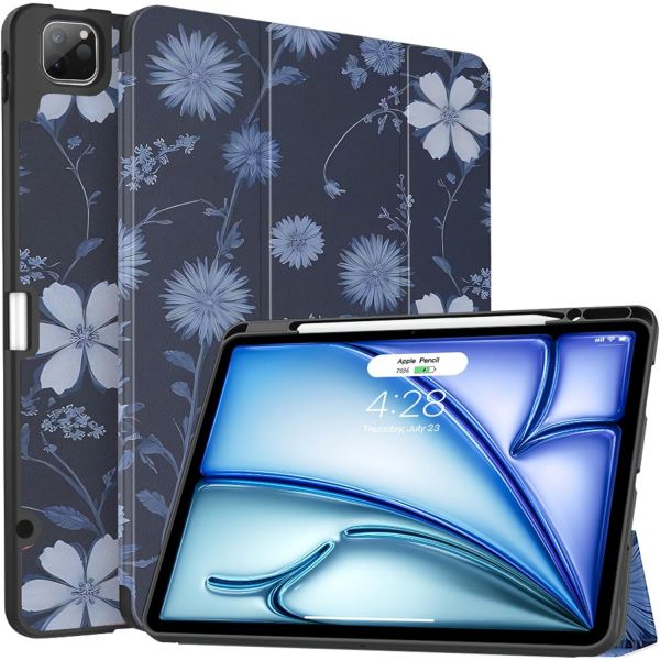 Soke Kalem Blmeli iPad Air M2 Klf (13 in)-Bule Daisy