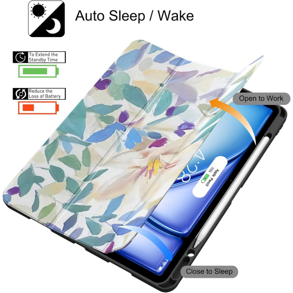 Soke Kalem Blmeli iPad Air M2 Klf (13 in)-Lily