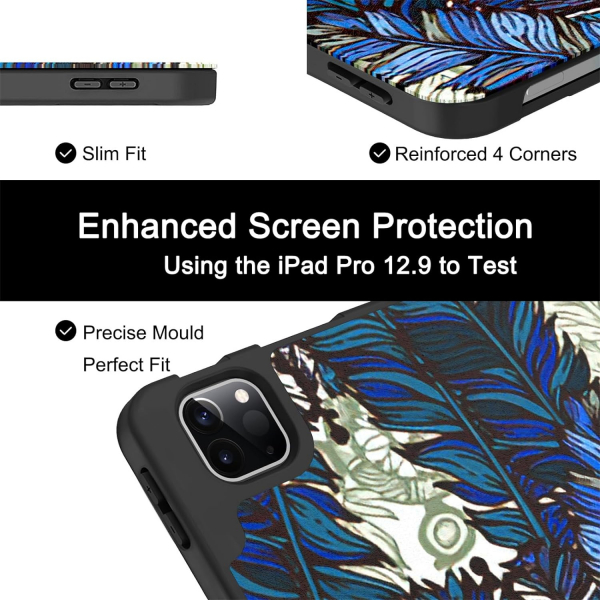 Soke Kalem Blmeli iPad Air M2 Klf (13 in)-Blue Plume