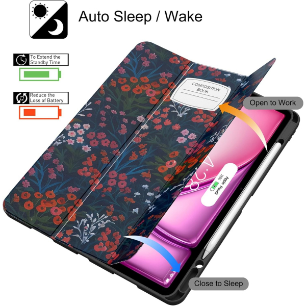 Soke Kalem Blmeli iPad Air M2 Klf (13 in)-BuchFlowers