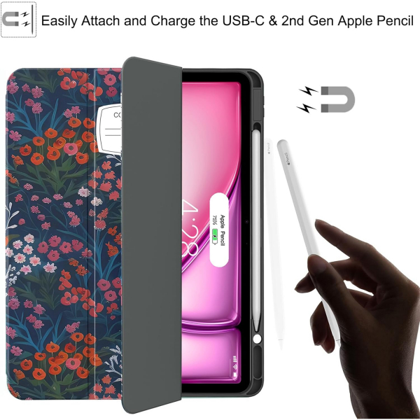 Soke Kalem Blmeli iPad Air M2 Klf (13 in)-BuchFlowers