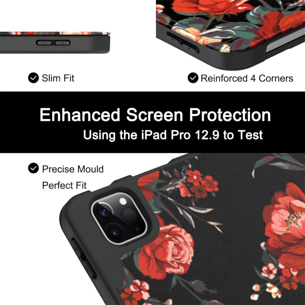 Soke Kalem Blmeli iPad Air M2 Klf (13 in)-Book RedFlowers