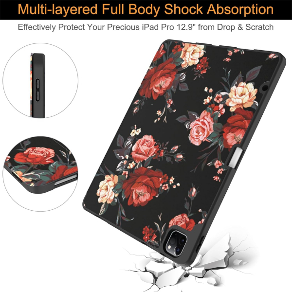 Soke Kalem Blmeli iPad Air M2 Klf (13 in)-Book RedFlowers