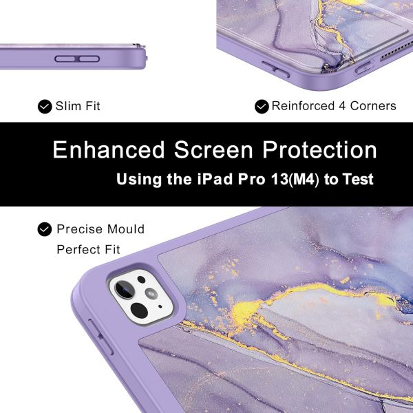 Soke Kalem Blmeli iPad Pro M4 Klf (13 in)-Lilac Marble 