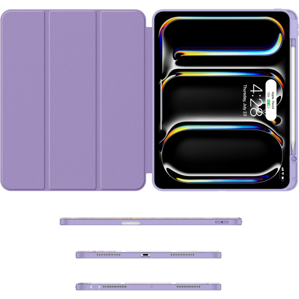 Soke Kalem Blmeli iPad Pro M4 Klf (13 in)-Lilac Marble 