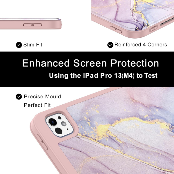 Soke Kalem Blmeli iPad Pro M4 Klf (13 in)-Dreamy Marble 