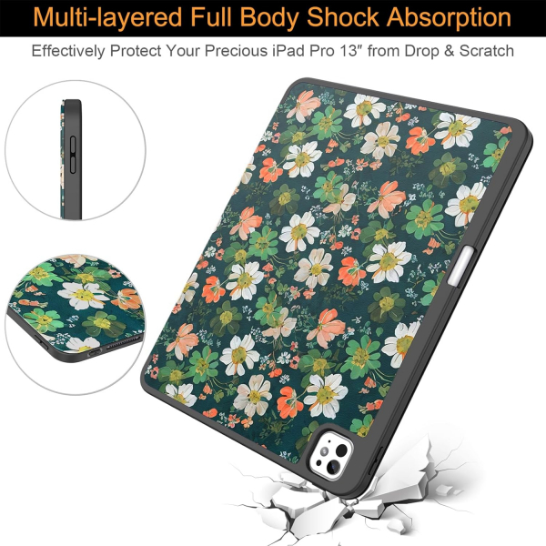 Soke Kalem Blmeli iPad Pro M4 Klf (13 in)-Floral 