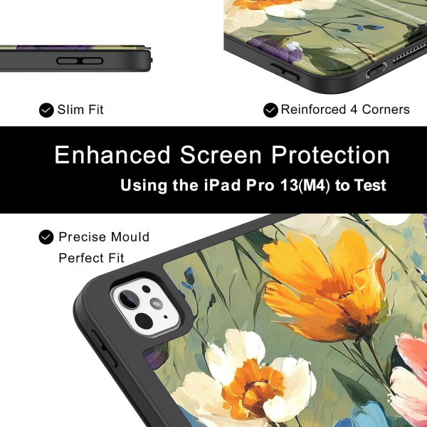 Soke Kalem Blmeli iPad Pro M4 Klf (13 in)-Flowery
