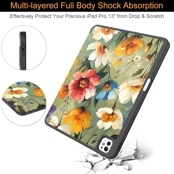Soke Kalem Blmeli iPad Pro M4 Klf (13 in)-Flowery