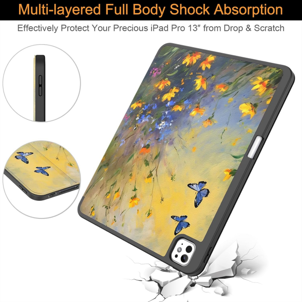 Soke Kalem Blmeli iPad Pro M4 Klf (13 in)-Butterfly Blossom