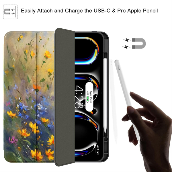 Soke Kalem Blmeli iPad Pro M4 Klf (13 in)-Butterfly Blossom